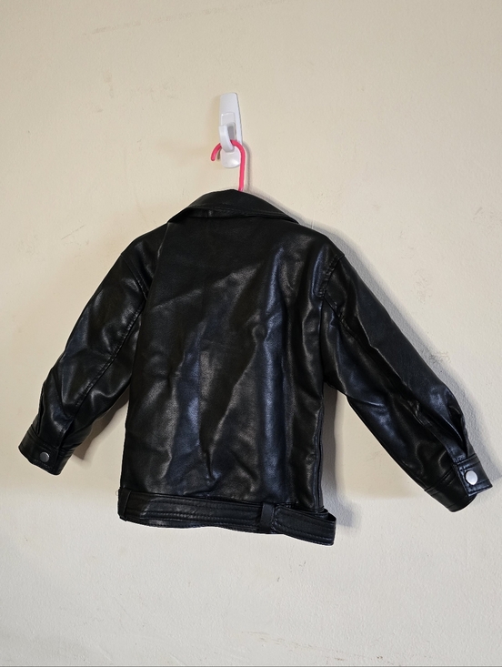 Kids Faux Leather Moto Jacket Black Biker Unisex Size 110 Edgy Style NWT - Picture 10 of 14